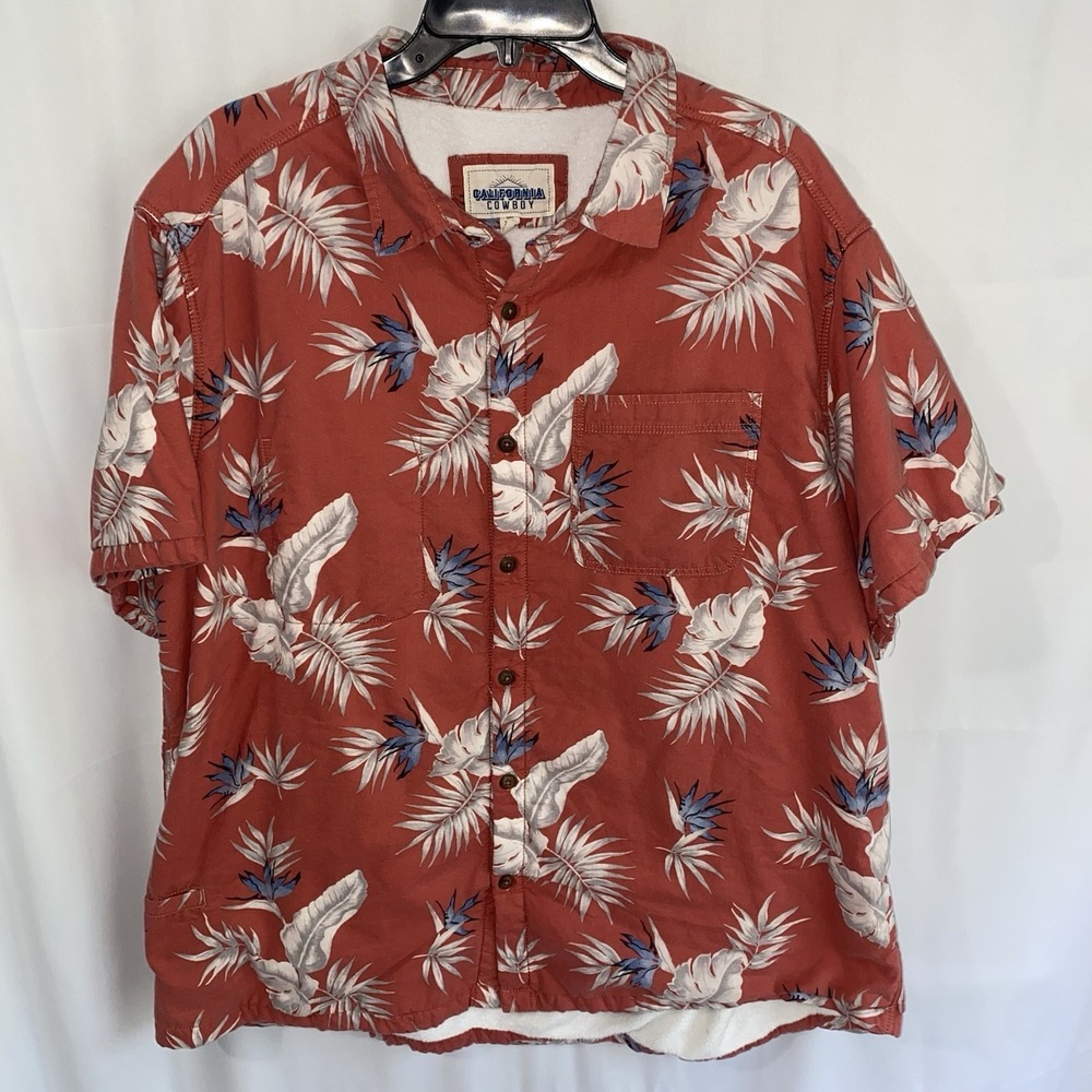 California‎ Cowboy The High Water Men's Shirt XXL Lined Bird of Paradise Red